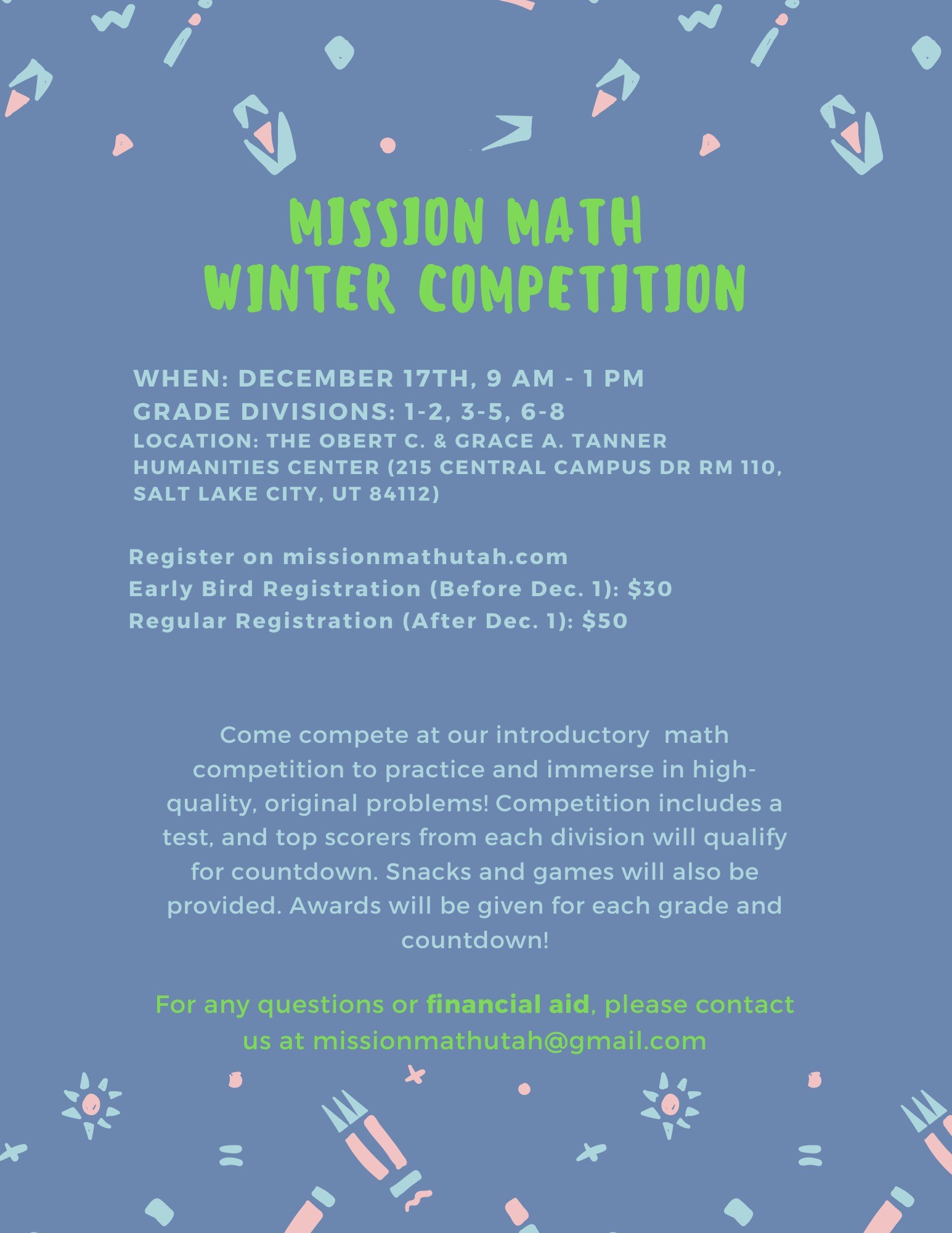 Announcing our Mission Math Utah Winter Competition